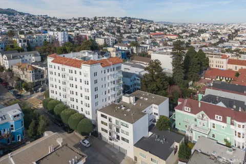an aerial view of a house