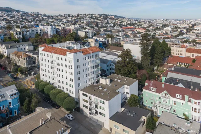 an aerial view of a house
