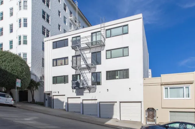 a view of a white building