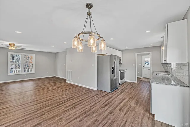 a large kitchen with a lot of counter space