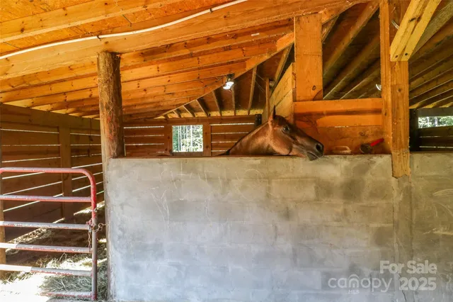 a view of a room with wooden walls