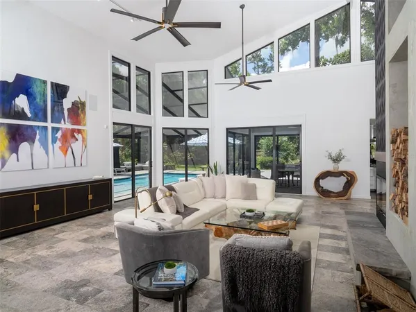 a living room with furniture