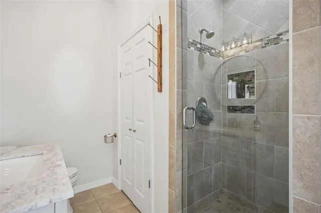 a bathroom with a shower