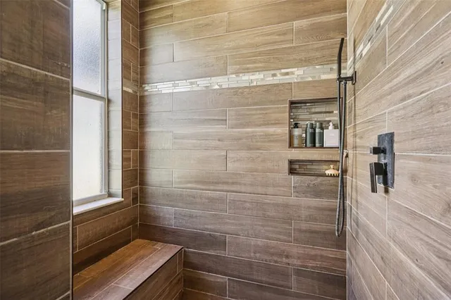 a bathroom with a shower