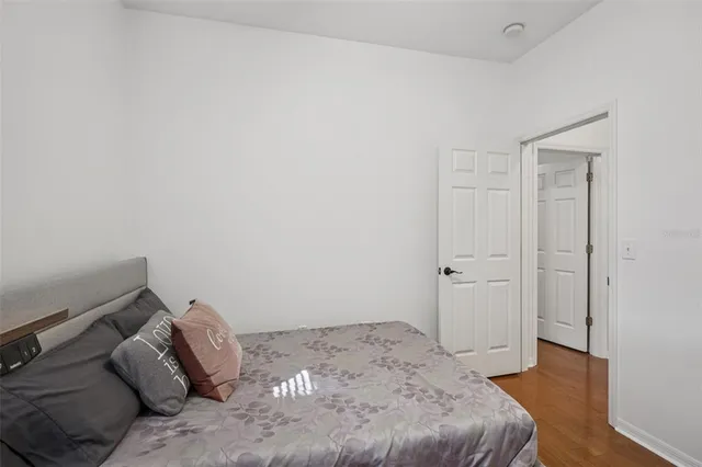 a bedroom with a bed