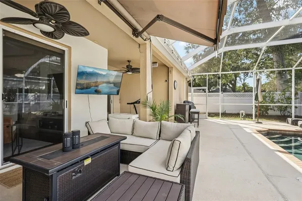 a living room with furniture