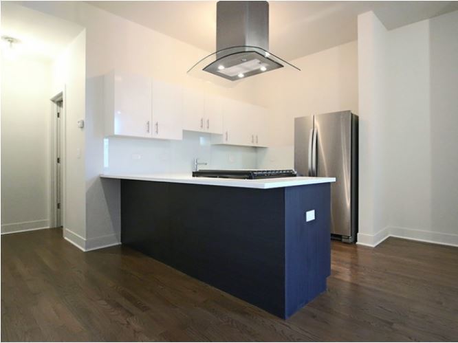 1418 West Addison Street, Unit 201 Chicago, IL 60613 - Photo 3 of 6 a kitchen with stainless steel appliances granite countertop a sink a refrigerator and a stove