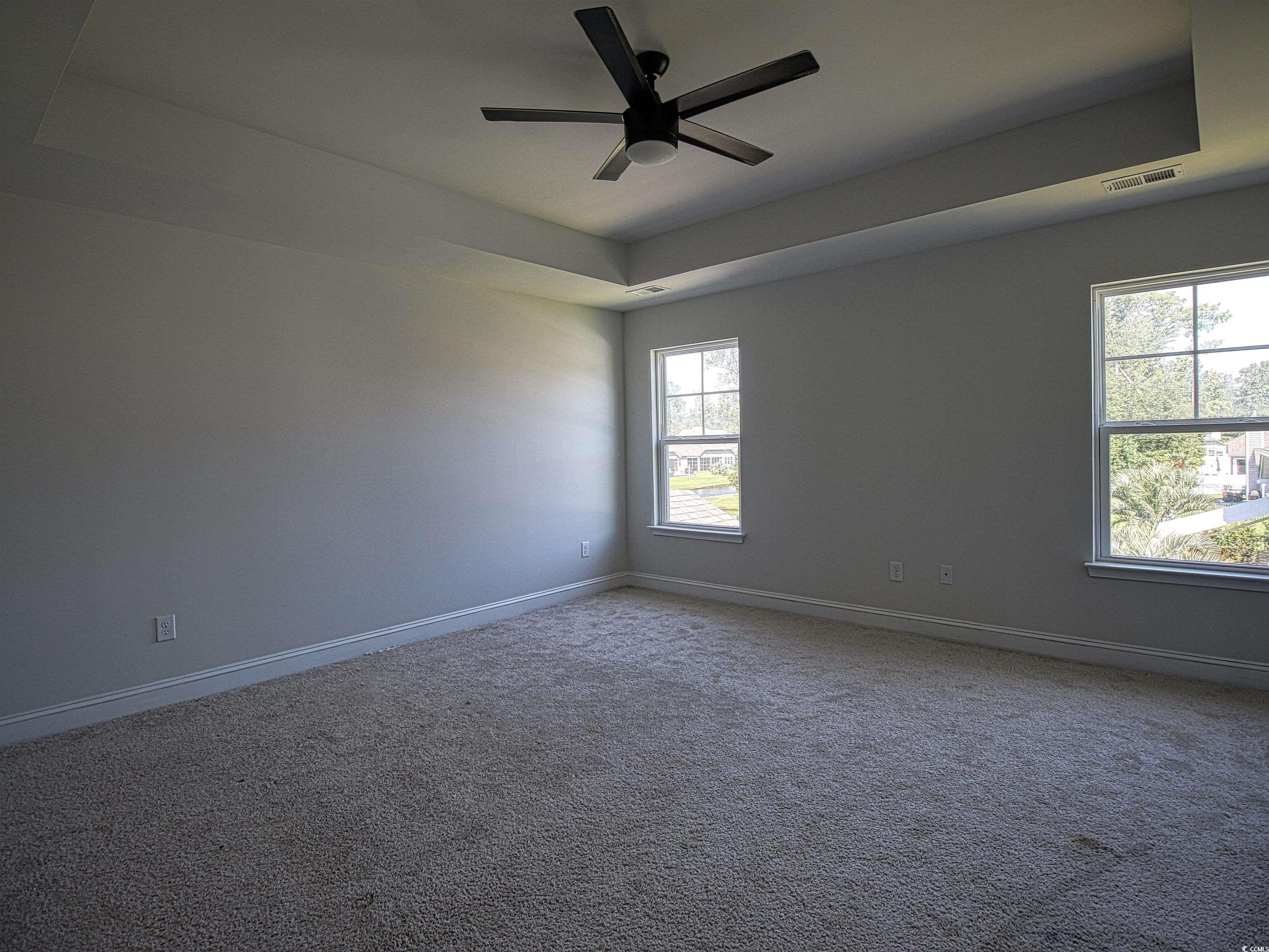 504 Patapsco Street Little River, SC 29566 - Photo 15 of 21 Empty room with a raised ceiling, carpet, and a ceiling fan