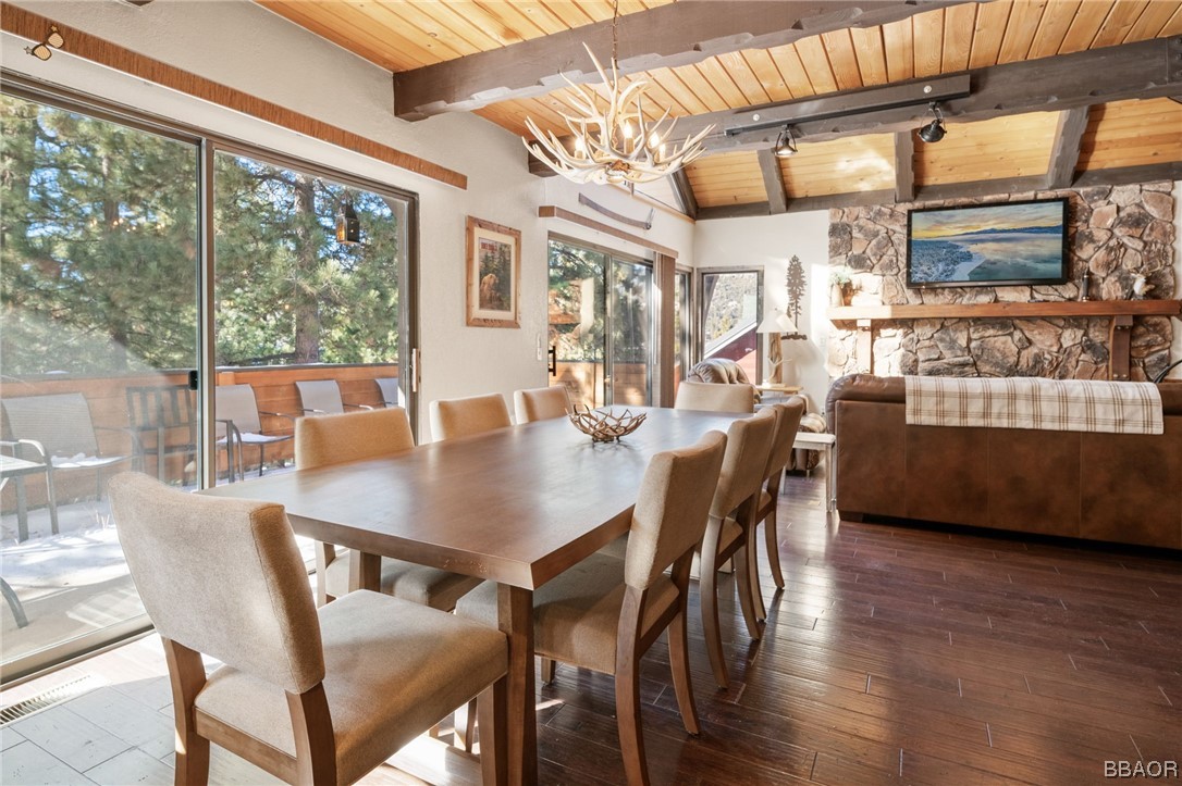 368 Pulaski Road Big Bear Lake, CA 92315 - Photo 8 of 44 a view of a dining room with furniture window and wooden floor