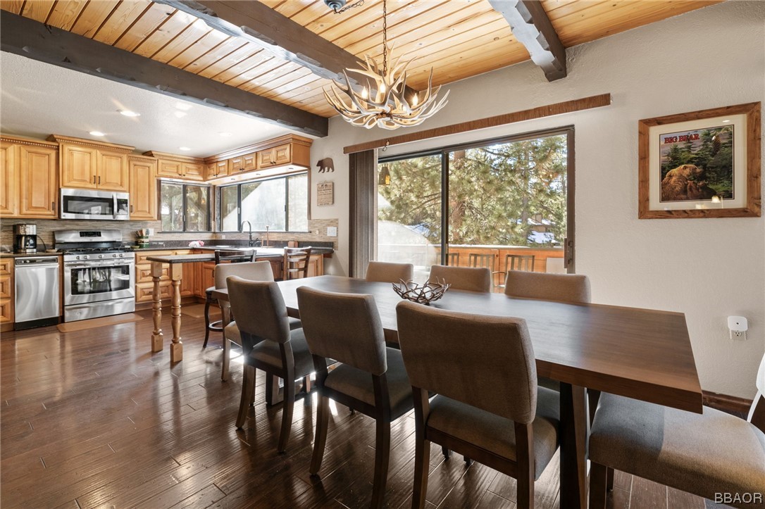 368 Pulaski Road Big Bear Lake, CA 92315 - Photo 9 of 44 a view of a dining room with furniture window and wooden floor