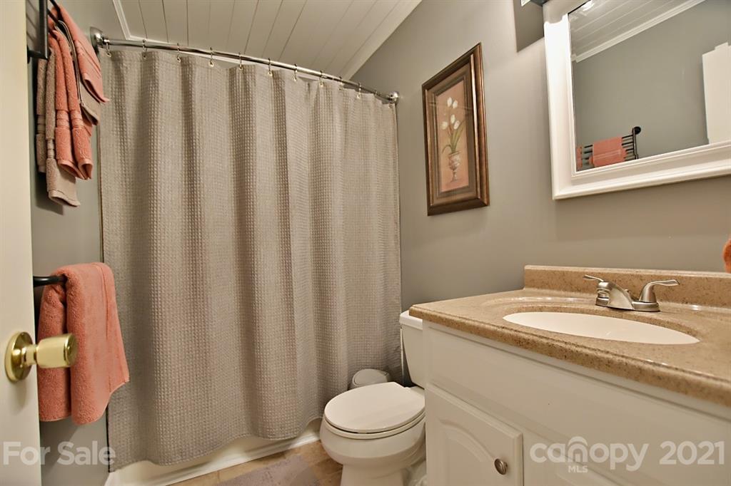 407 Laurel Hills Road Indian Land, SC 29707 - Photo 18 of 26 a bathroom with a sink a toilet and shower curtain