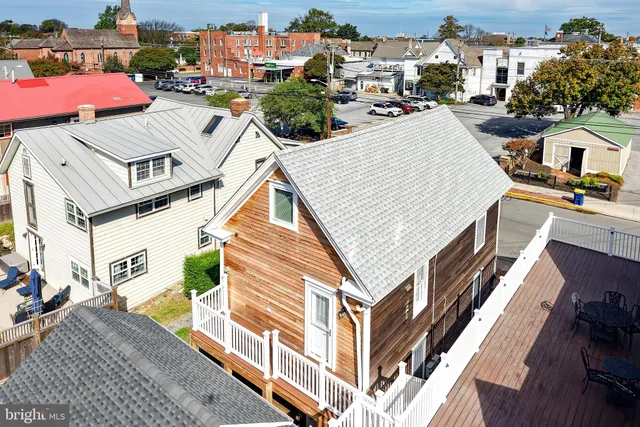 an aerial view of a house
