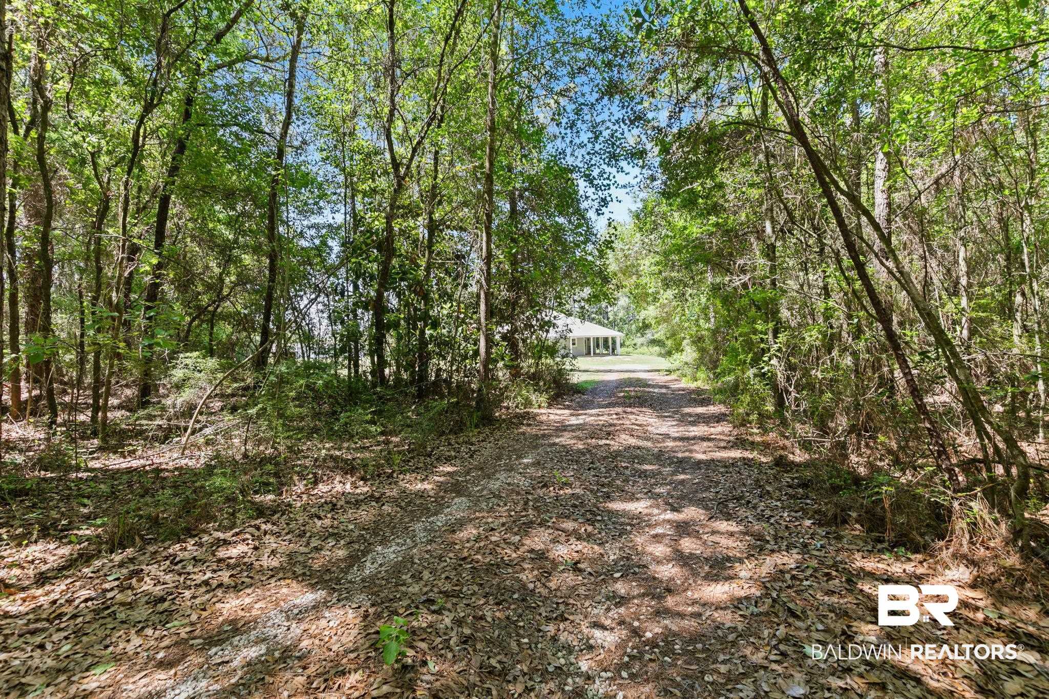 20219 Greek Cemetery Road Robertsdale, AL 36567 - Photo 36 of 41 Tree-lined gravel driveway providing access to the property