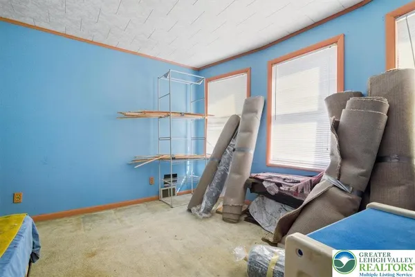 a room with a table and a chair