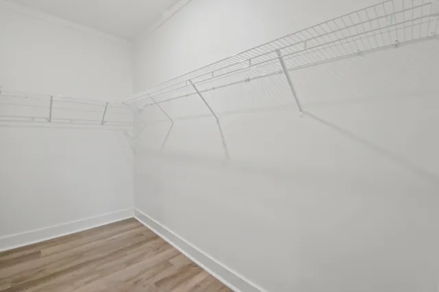 a view of a room with racks on the wall