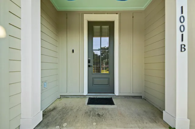 a view of a bathroom with a door