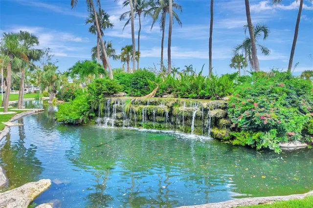 a view of a garden with an outdoor space