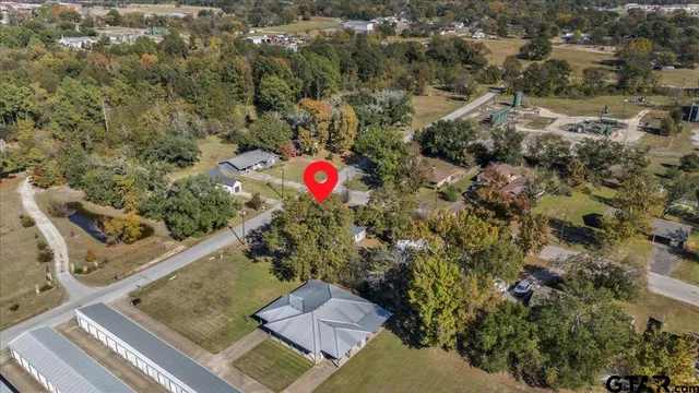 an aerial view of a house