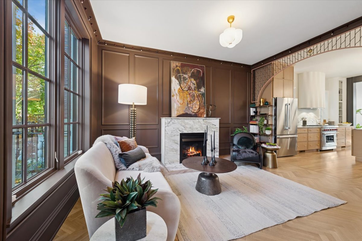 2337 West Belden Avenue Chicago, IL 60647 - Photo 3 of 53 a living room with furniture fireplace and a large window