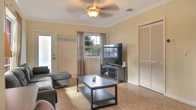 a living room with furniture