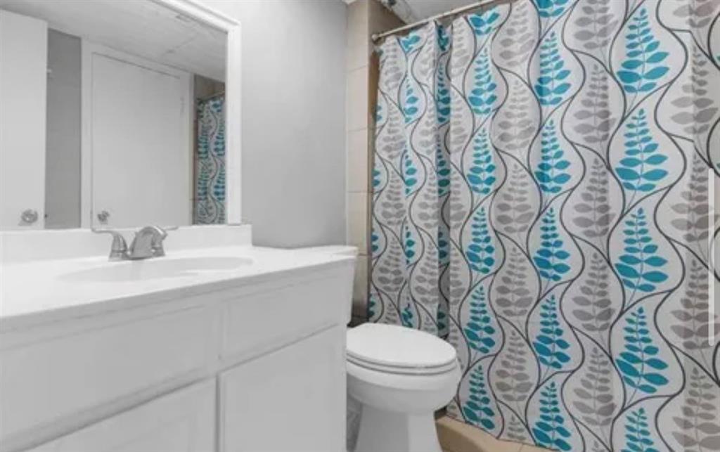 9839 Walnut Street, Unit 201 Dallas, TX 75243 - Photo 6 of 11 a bathroom with a toilet sink and mirror