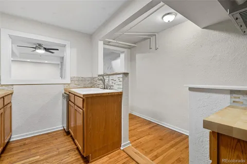 a hallway with washer and dryer