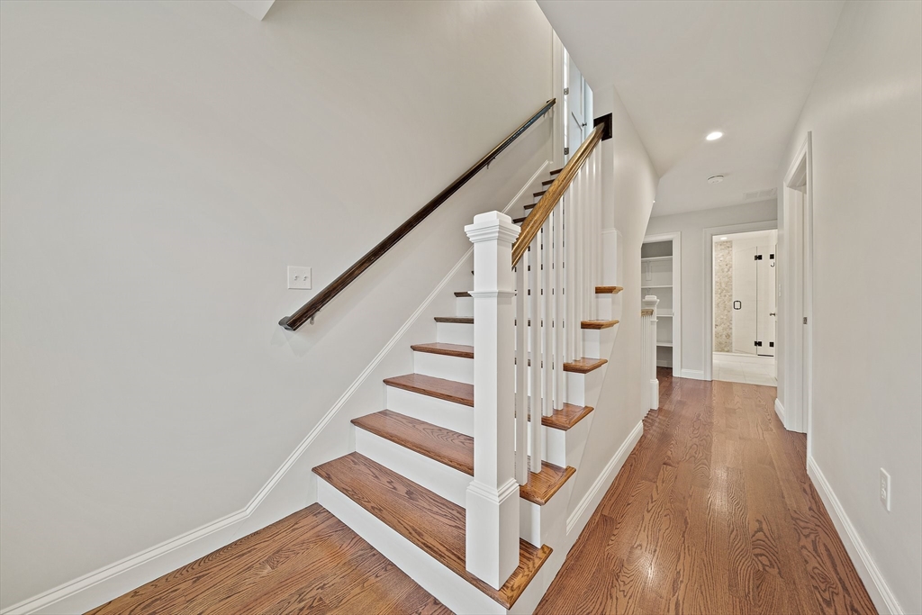 15 Lakeview Avenue Waltham, MA 02451 - Photo 26 of 34 a view of staircase with wooden floor and white walls