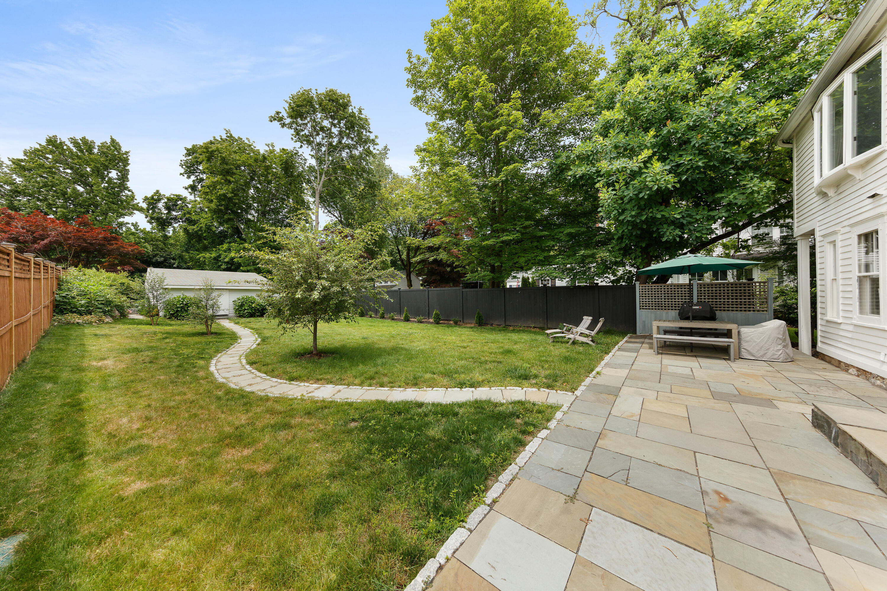 25 Raymond Street Darien, CT 06820 - Photo 18 of 28 a view of a garden with a slide