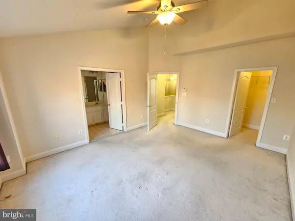 a view of a room with painted walls