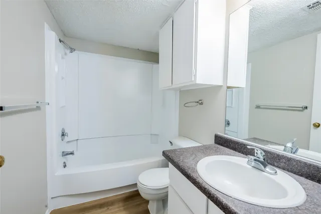 a bathroom with a sink a toilet and a bathtub