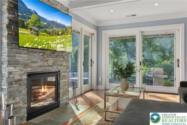 a large bathroom with a large tub and sink