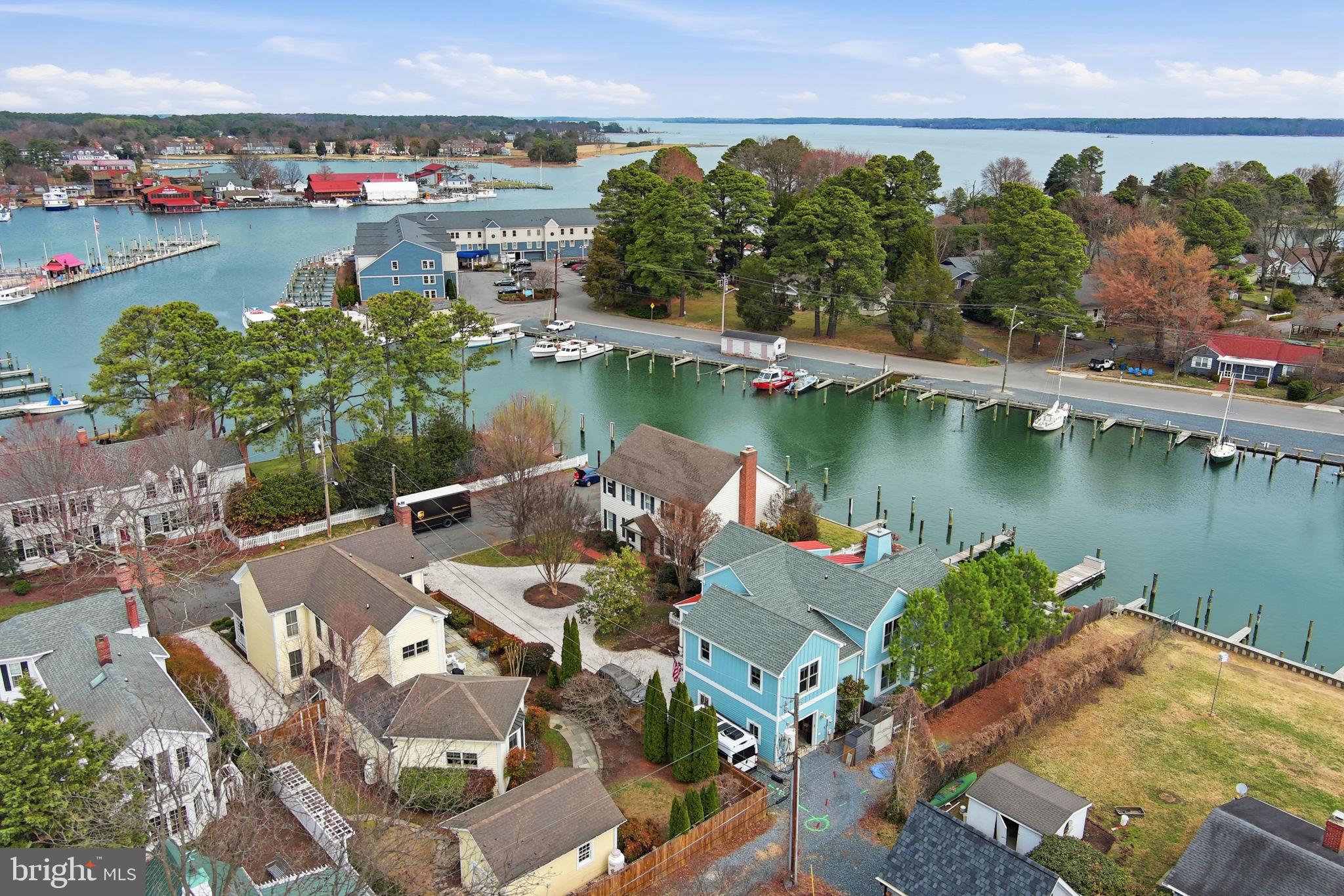 222 East Chestnut Street St. Michaels, MD 21663 - Photo 48 of 58 an aerial view of a house with a lake view