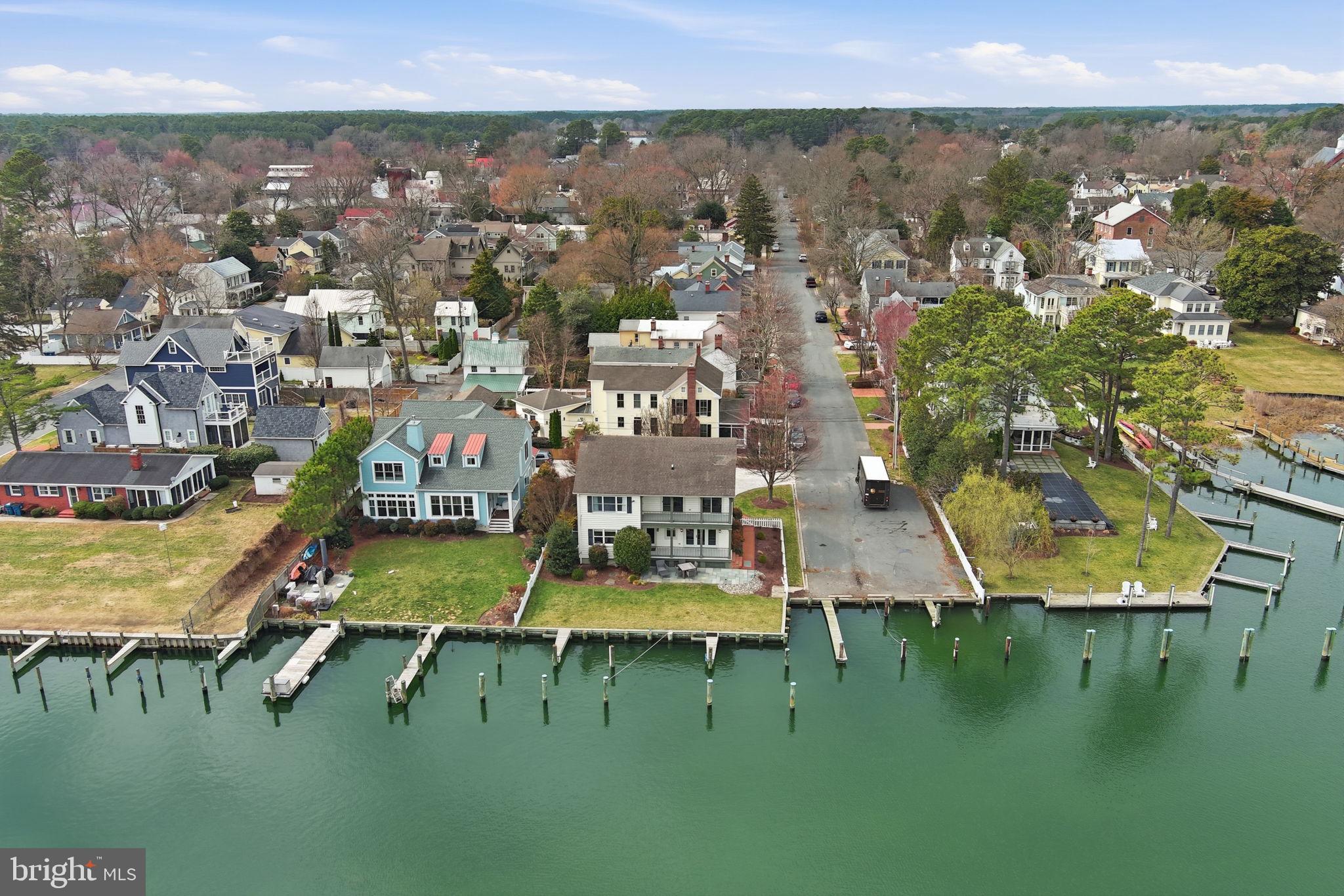 222 East Chestnut Street St. Michaels, MD 21663 - Photo 51 of 58 an aerial view of residential houses with outdoor space and swimming pool