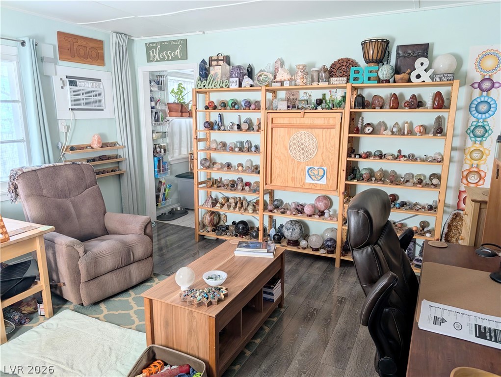 102 Rowan Drive Caliente, NV 89008 - Photo 5 of 28 A versatile living area with abundant shelving for collections.