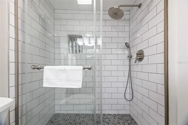 a bathroom with a shower