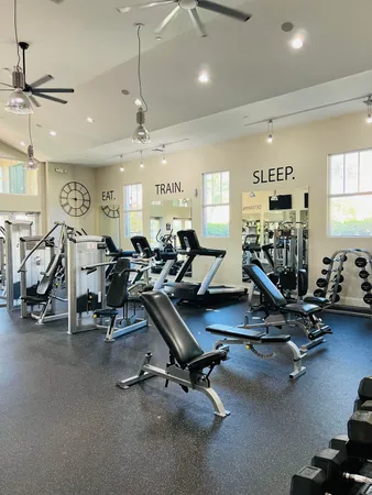 a view of a room with gym equipment