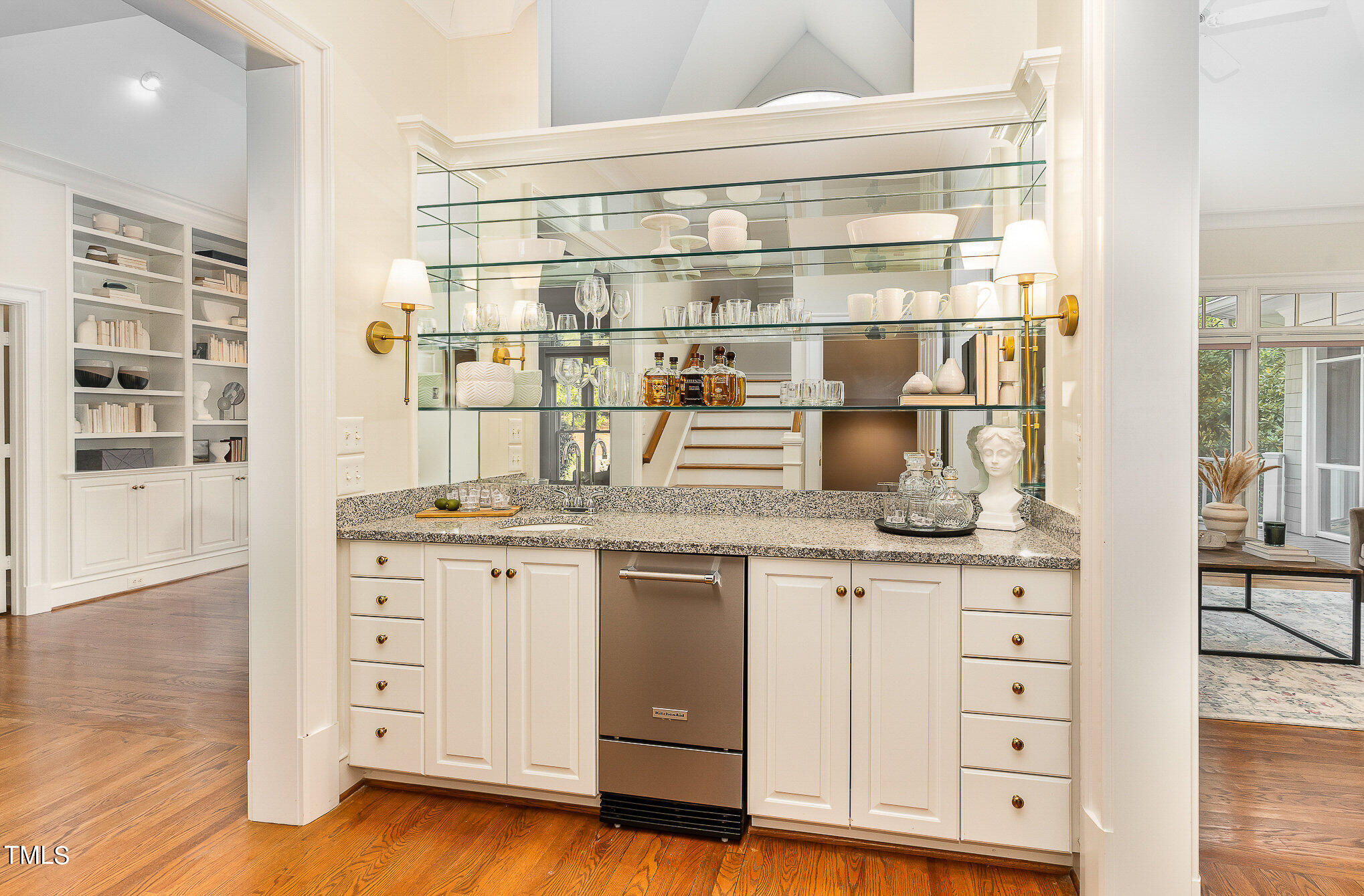 3737 Hope Valley Road Durham, NC 27707 - Photo 11 of 58 a kitchen with granite countertop a white cabinets and wooden floor