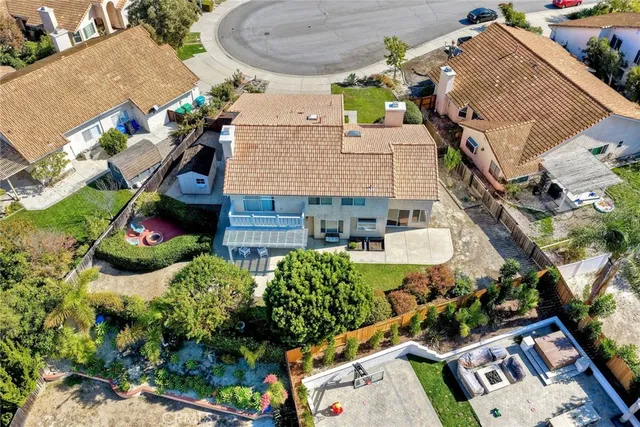 an aerial view of a house