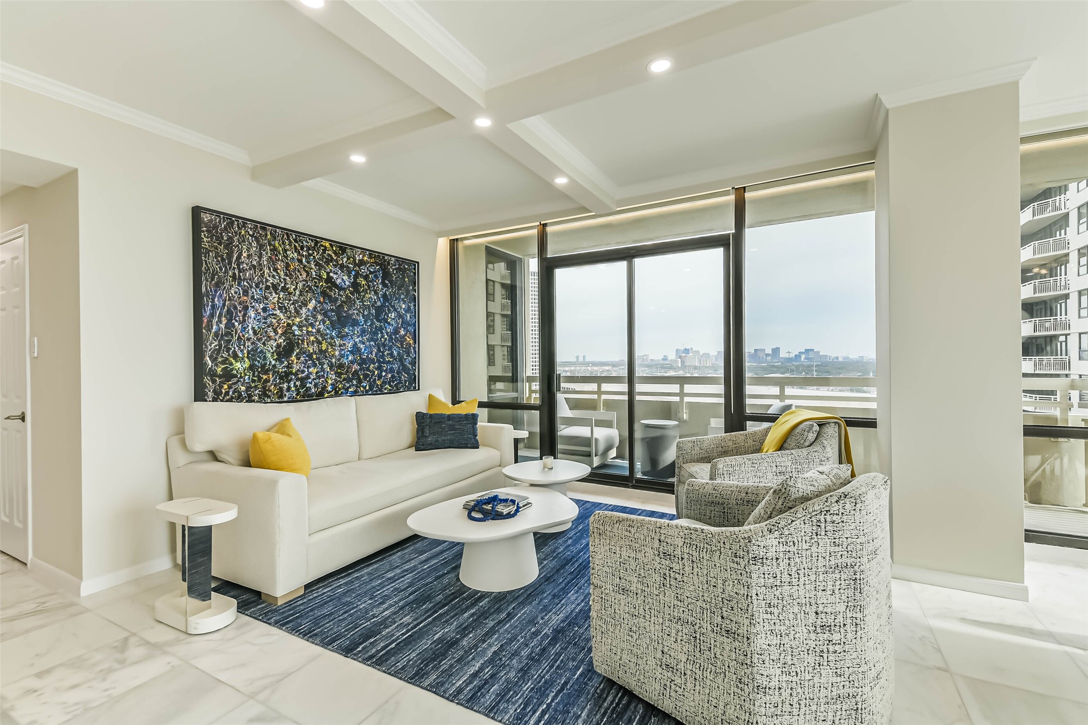 14 Greenway Plaza, Unit 15P Houston, TX 77046 - Photo 2 of 25 a living room with furniture and a large window