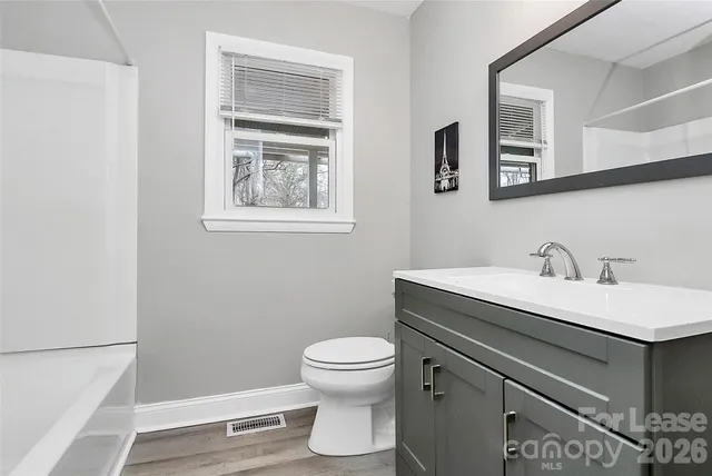 a bathroom with a sink toilet and a mirror