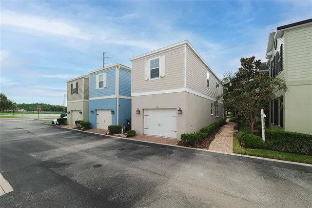 a view of a house with a street