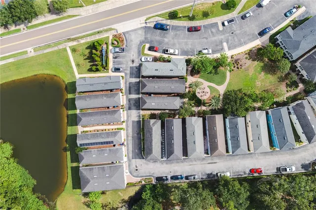 an aerial view of a house