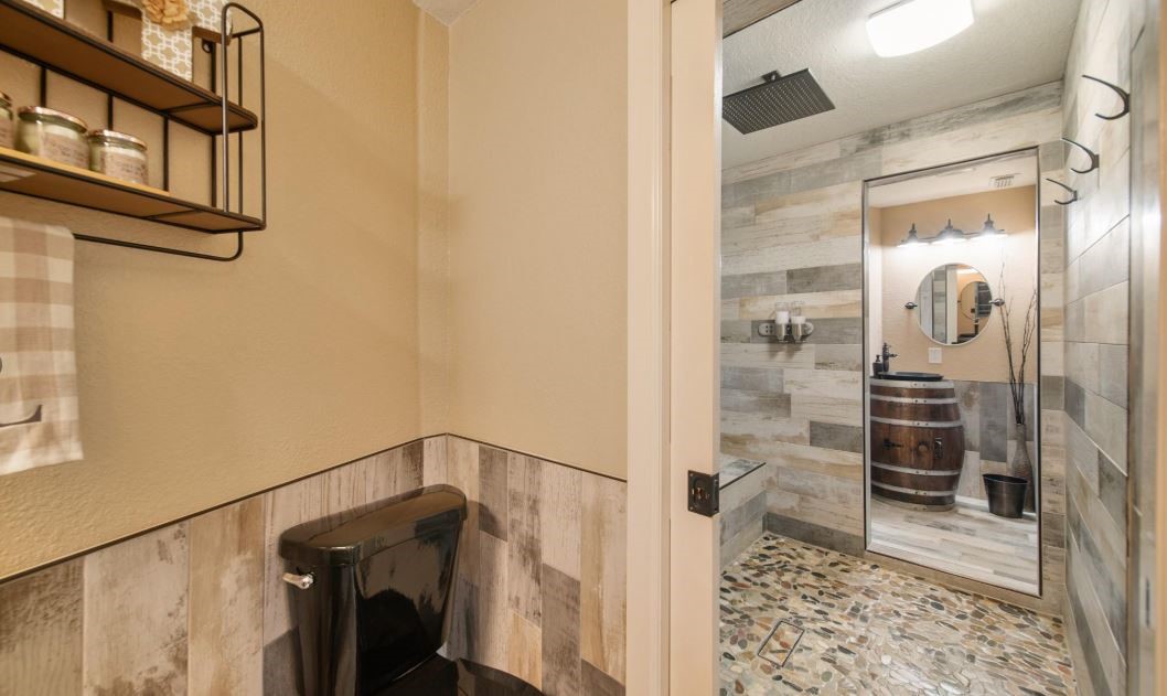 6714 Spray Lane, Unit C699A Rosharon, TX 77583 - Photo 11 of 48 1st Floor Full bath with walk through OVERSIZED Tile shower with Rain Head Fixture.