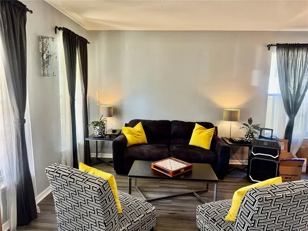 a living room with furniture