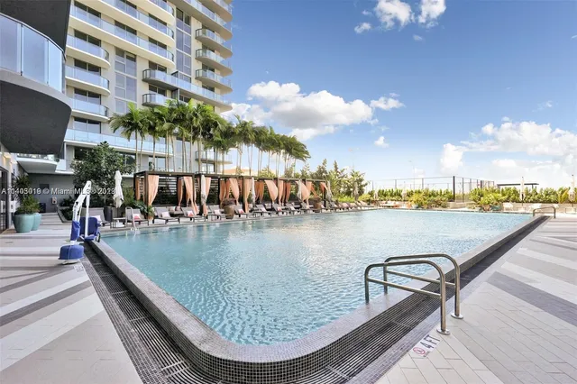 an outdoor space with seating