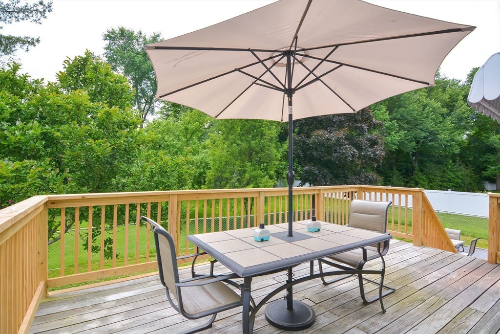 123 Capper Drive Canton, MA 02021 - Photo 23 of 32 a view of a deck that has a table and chairs