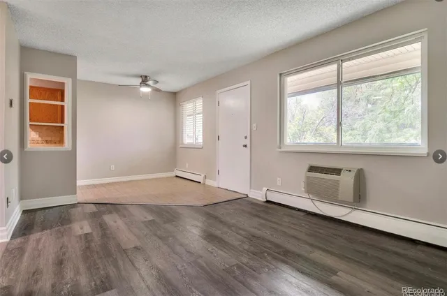 an empty room with windows