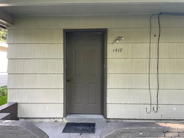 a view of a wooden door