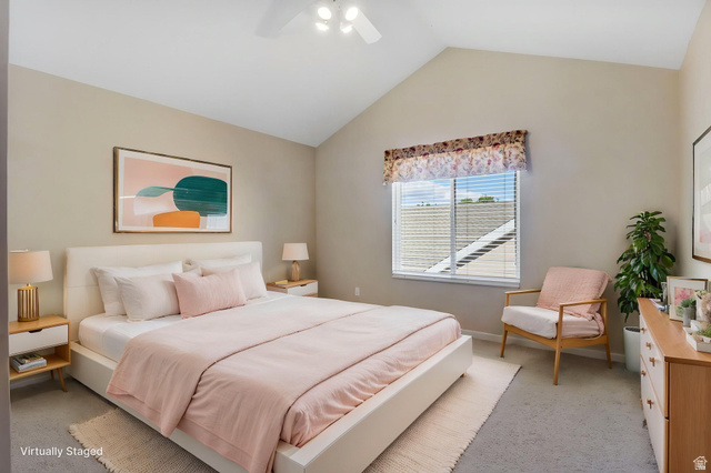 1417 Blacksmith Lane Draper, UT 84020 - Photo 39 of 57 Bedroom featuring a vaulted ceiling and neutral wall tones