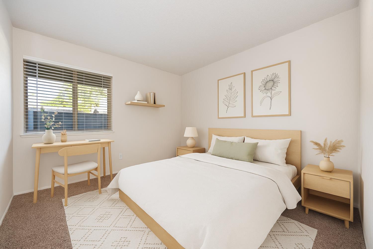 9160 Madison Avenue, Unit 57 Fair Oaks, CA 95628 - Photo 21 of 40 a bedroom with a bed and a desk